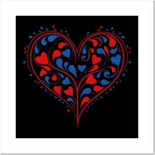 Hearts Pattern Valentines Day Cute Love V-Day Pajama Posters and Art